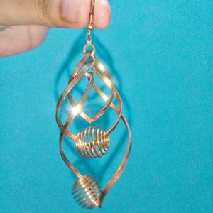 Gold Plated 3D Dangling Earrings