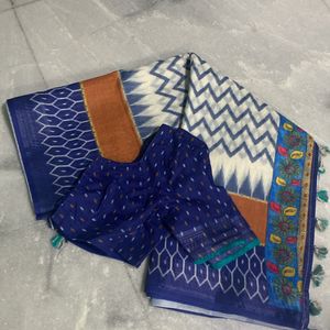 Ramayana Theme Saree With Stiched Blouse To Fit Ti