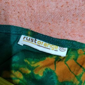 Rustorange Cotton Batik Print Kurta