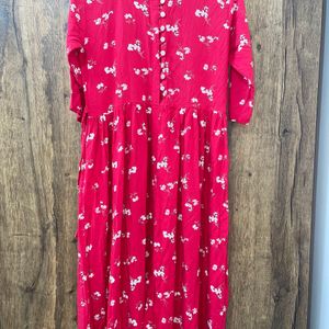 Gorgeous Red Floral A-line Dress