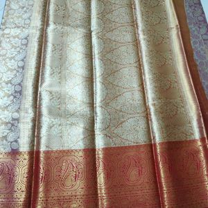 New Tissue Silk Saree With Aari Work Blouse