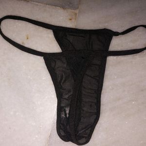 Black Both Side Net Thong