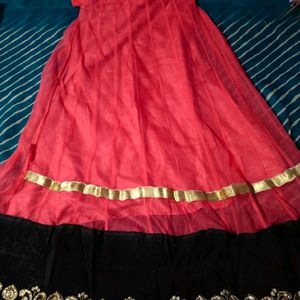 Pink Ghagra Black Border