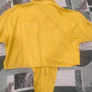 Mustard Tie Up Shirt Top (Women's)