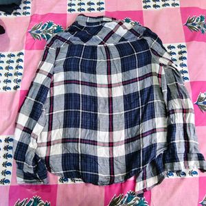 Navy Blue And White Checked Shirt