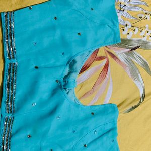 New Heavy Embroidered Stone Work Gorgette Saree