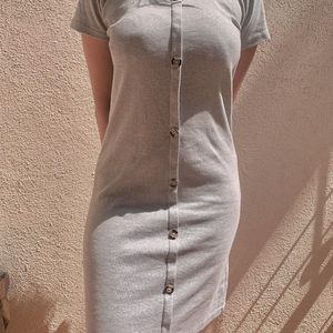 BUTTONED GREY DRESS🤍