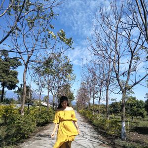 Yellow Off Shoulder Midi Dress