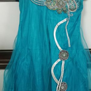 Blue Party Wear Net Dress