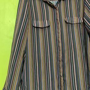 Multicolour Stripped Shirt For Ladies