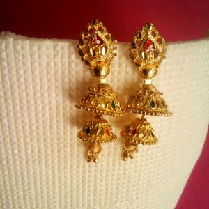 New Gold Plated Double Layer Jhumki Unused