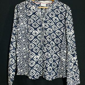 Vera Moda White With Navy Printed Women's  Top