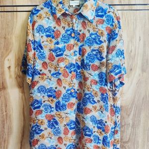 Tan Colour Floral Print Shirt Size-44