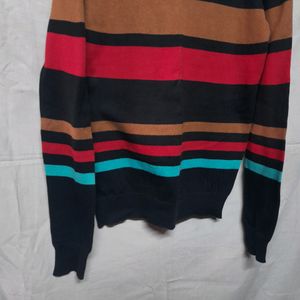 Men's Striped V Neck Multicolor Sweater Pullover