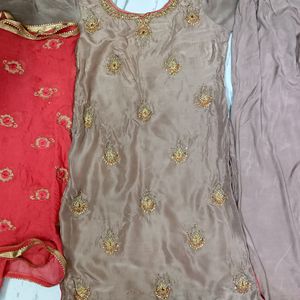 New Condition Suit Set Khakhi Colour