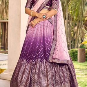 Purple Sequins Lahanga Choli