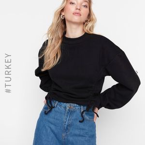 Drop Shoulder Ruched Sweatshirt