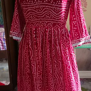 Gown In Bandhani Print