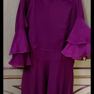Wine Colour Gown With Collar