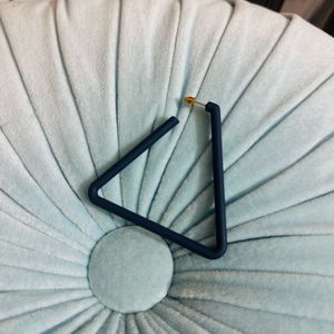 Navy Blue Geometric Acrylic Triangle Hoop Earrings