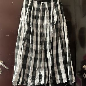 Black and white check Long skirt