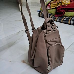 Two Way Beige Purse And Bagpack