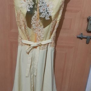 Yellow & Gold Lace Satin Party Dress.