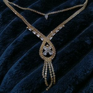 Double Layered Diamond Stone Necklace