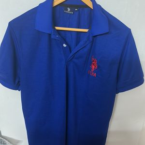 Men Blue Collar Tshirt L Size