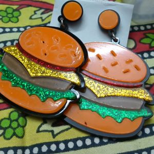 Quirky Colorful Burger Earrings