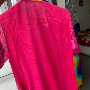 Pink Mirror Work Kurta