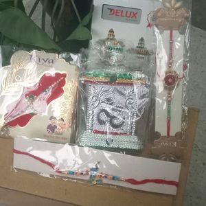 4 Items Small Temple And Rakhi