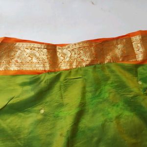 Beautiful Green & Orange Color With Blouse