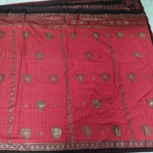 New Red Multiprint Saree