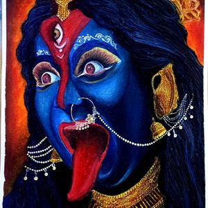 Handmade Kali Maa Drawing ( Oil Pastel Work )