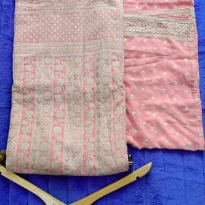 Peach Chikenkari Soft Suit Material