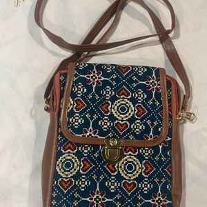 Teal Printed Sling Bag