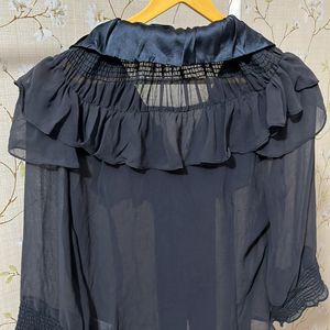 Navy Blue Sheer Top