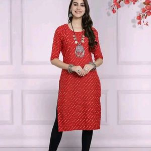 Stylish Red Crepe Kurta For Women