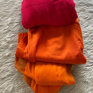 Women Pink And Orange Printed Kurti Set