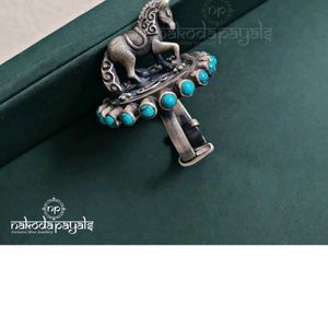 92.5 Silver 3D Ring With turquoise Stones