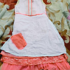 Party Wear Dark Pink Frock ( 7-14 )Age Girls