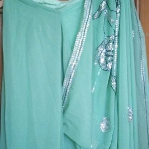 pista green 💚 fancy ready to wear saree & blouse