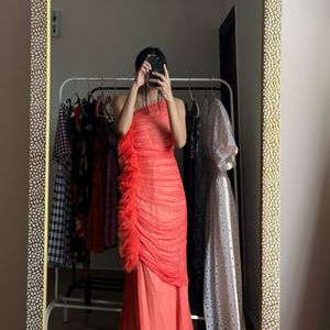 Anthropologie One Shoulder Ruched Maxi