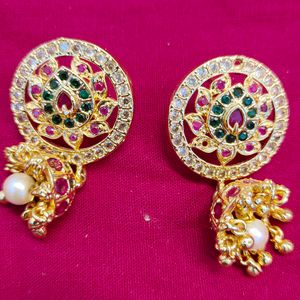 CZ Ruby Heavy Studded Jhumkis