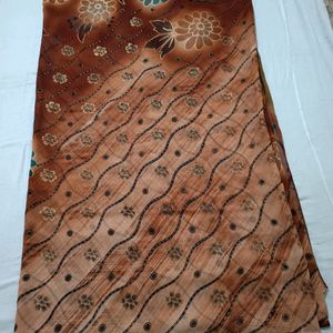 Golden Print Georgette Saree