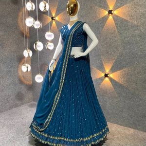 Embroidered Semi Stitched Lehenga Choli