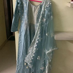 Beautiful Pastel Blue Anarkali Set.