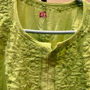 Green Ombre Chikan Kurti