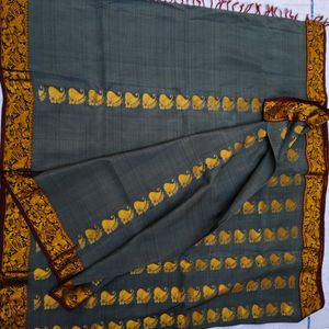 Pure Kanjeevaram Grey Silk Saree